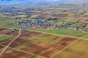 Village view from the southeast in Freimersheim in the state Rhineland-Palatinate, Germany