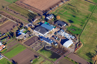 Aerial photograpy of Chic market hall in Zeiskam in the state Rhineland-Palatinate, Germany