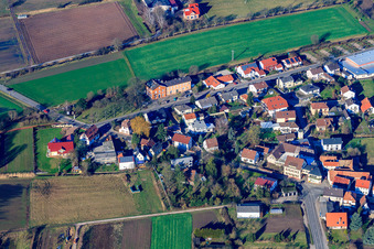 Aerial photograpy of Bahnhofstr in Zeiskam in the state Rhineland-Palatinate, Germany