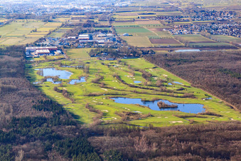 Aerial view of Landgut Dreihof Golf Course in Essingen in the state Rhineland-Palatinate, Germany
