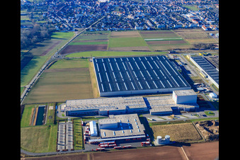 Interpark commercial area with Mercedes-Benz Logistics Center, Tricor Packaging & Logistics AG and Progroup Board GmbH in Offenbach an der Queich in the state Rhineland-Palatinate, Germany