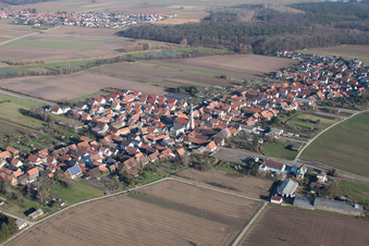 Aerial photograpy of From the west in Erlenbach bei Kandel in the state Rhineland-Palatinate, Germany