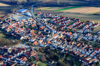 Oblique view of Village view from the northwest in Kuhardt in the state Rhineland-Palatinate, Germany