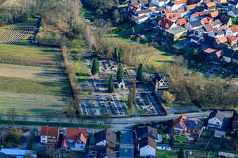 Aerial view of Cemetery in Kuhardt in the state Rhineland-Palatinate, Germany
