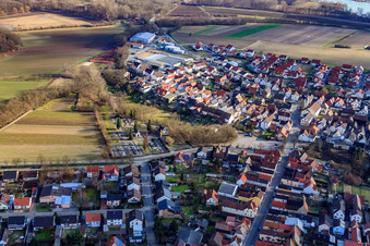 Aerial photograpy of Cemetery in Kuhardt in the state Rhineland-Palatinate, Germany