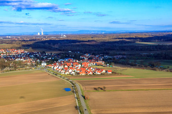 Aerial view of Village view from the southwest in Hördt in the state Rhineland-Palatinate, Germany