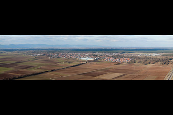 Aerial photograpy of Panorama from the local area and environment in Lustadt in the state Rhineland-Palatinate