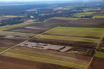 Construction site for test drilling for geothermal energy in Rülzheim in the state Rhineland-Palatinate, Germany