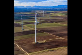 Wind farm in Rülzheim in the state Rhineland-Palatinate, Germany