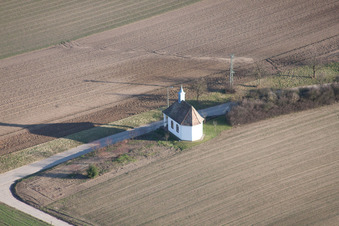 Aerial view of Poor Souls Chapel on Knittelsheimerstr in Herxheimweyher in the state Rhineland-Palatinate, Germany