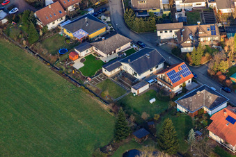 Albert-Detzel-Straße in Herxheim bei Landau in the state Rhineland-Palatinate, Germany seen from above