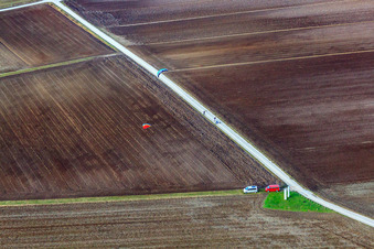 Kitesurfer at the chapel in Herxheim bei Landau in the state Rhineland-Palatinate, Germany