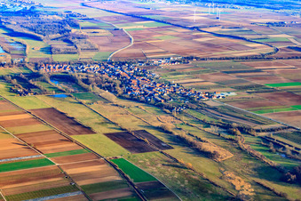Aerial view of Village view from the northwest in Winden in the state Rhineland-Palatinate, Germany