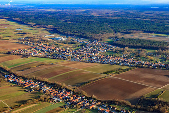 Aerial photograpy of Village view from the northwest in Vollmersweiler in the state Rhineland-Palatinate, Germany