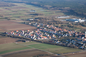 Aerial view of New development area NO in the district Schaidt in Wörth am Rhein in the state Rhineland-Palatinate, Germany