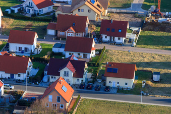Bird's eye view of At the Anhaide in the district Schaidt in Wörth am Rhein in the state Rhineland-Palatinate, Germany