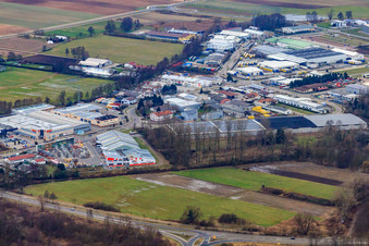Aerial photograpy of Horst industrial estate in the district Minderslachen in Kandel in the state Rhineland-Palatinate, Germany