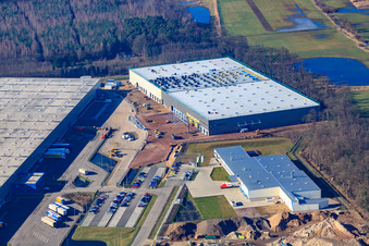 Aerial photograpy of Horst industrial estate, 3rd construction phase for STS Group in the district Minderslachen in Kandel in the state Rhineland-Palatinate, Germany