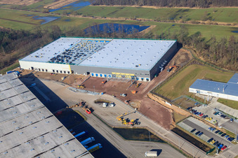 Horst industrial estate, 3rd construction phase for STS Group in the district Minderslachen in Kandel in the state Rhineland-Palatinate, Germany out of the air