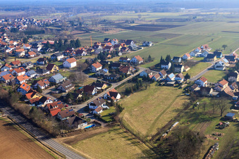 Aerial view of Heinrich-von-Fleckenstein-Straße in Kapsweyer in the state Rhineland-Palatinate, Germany
