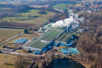 Sitek Insulation in the district Altenstadt in Wissembourg in the state Bas-Rhin, France viewn from the air