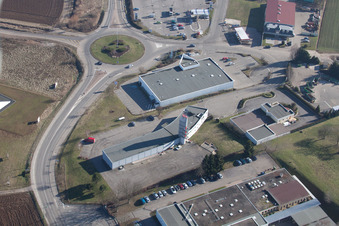 Soultz-sous-Forêts in the state Bas-Rhin, France from the drone perspective