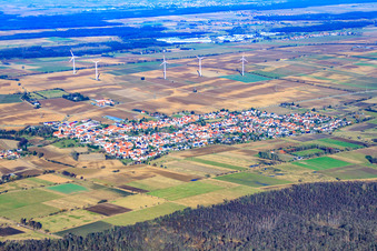 Village view from the south in Minfeld in the state Rhineland-Palatinate, Germany