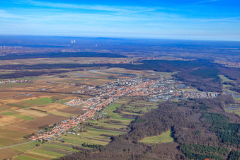 City view from the southwest in Kandel in the state Rhineland-Palatinate, Germany from above