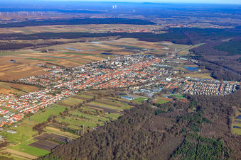 City view from the southwest in Kandel in the state Rhineland-Palatinate, Germany out of the air