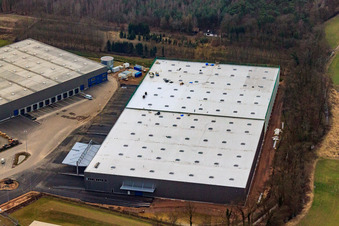 Horst industrial estate, 3rd construction phase for STS Group in the district Minderslachen in Kandel in the state Rhineland-Palatinate, Germany viewn from the air