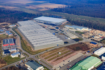 Aerial view of Horst industrial estate, 3rd construction phase for STS Group in the district Minderslachen in Kandel in the state Rhineland-Palatinate, Germany