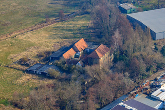Barthelsmühle in the district Minderslachen in Kandel in the state Rhineland-Palatinate, Germany seen from above
