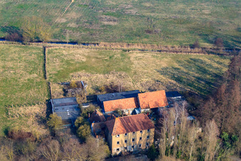 Barthelsmühle in the district Minderslachen in Kandel in the state Rhineland-Palatinate, Germany from the drone perspective
