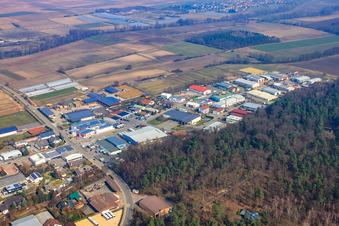 Am Gäxwald commercial area from the south in Herxheim bei Landau in the state Rhineland-Palatinate, Germany