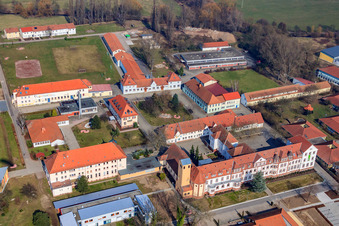 Oblique view of Youth Work and Vocational School St. Josef and Caritas Support Center St. Laurentius and Paulus in Landau in der Pfalz in the state Rhineland-Palatinate, Germany