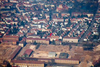 Aerial view of Conversion area Cornichonstr in Landau in der Pfalz in the state Rhineland-Palatinate, Germany