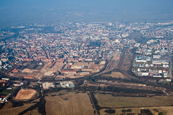 Aerial photograpy of Conversion area Cornichonstr in Landau in der Pfalz in the state Rhineland-Palatinate, Germany