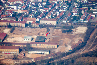 Oblique view of Conversion area Cornichonstr in Landau in der Pfalz in the state Rhineland-Palatinate, Germany