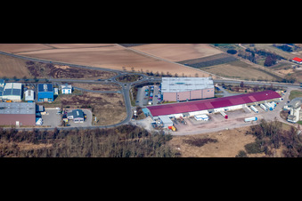 Aerial view of Logistics Center Nuss GmbH in the W business park in Herxheim bei Landau in the state Rhineland-Palatinate, Germany