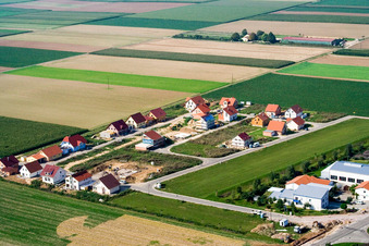 Aerial view of Brotäcker new development area in Steinweiler in the state Rhineland-Palatinate, Germany