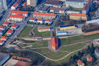 Aerial view of Fronte Lamotte City Park, Germersheim in Germersheim in the state Rhineland-Palatinate, Germany