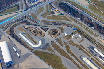 Aerial view of Hockenheimring Baden-Württemberg Motodrom in Hockenheim in the state Baden-Wuerttemberg, Germany