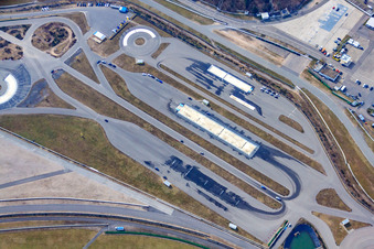 Aerial photograpy of Hockenheimring Baden-Württemberg Motodrom in Hockenheim in the state Baden-Wuerttemberg, Germany