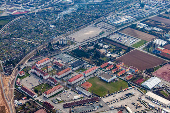 Aerial view of District Am Kirchheimer Weg in Heidelberg in the state Baden-Wuerttemberg, Germany