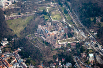 Aerial view of Lock in the district Kernaltstadt in Heidelberg in the state Baden-Wuerttemberg, Germany