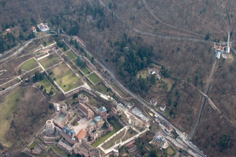 Aerial photograpy of Castle Garden in the district Kernaltstadt in Heidelberg in the state Baden-Wuerttemberg, Germany