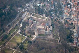 Aerial view of Heidelberg Castle in the district Kernaltstadt in Heidelberg in the state Baden-Wuerttemberg, Germany