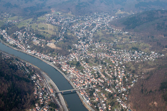 Oblique view of District Ziegelhausen in Heidelberg in the state Baden-Wuerttemberg, Germany