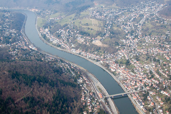 District Ziegelhausen in Heidelberg in the state Baden-Wuerttemberg, Germany from the plane