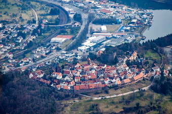 From the west in the district Dilsberg in Neckargemünd in the state Baden-Wuerttemberg, Germany